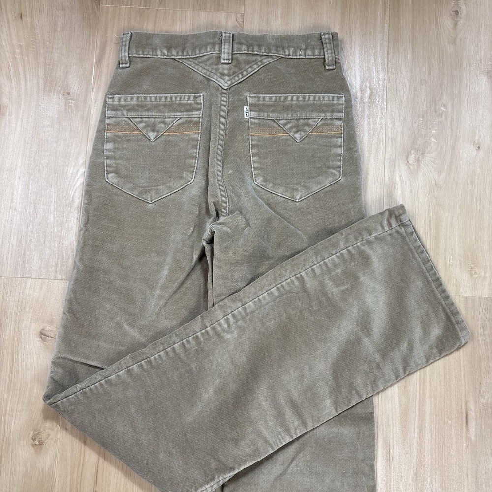 VTG 70s Levis Women Beige Corduroy Pants 26" X 33" Flare USA Retro High Waist